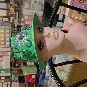 Green Sequin Embellished Hat